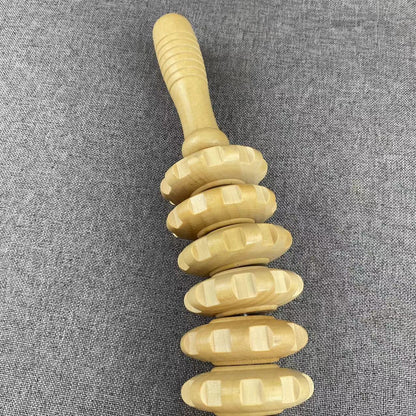 Wooden Nine-Wheel Abdominal Massage Equipment Manual Back Push Home Full Body Multi-Functional Massage Roller Belly Waist - image 2