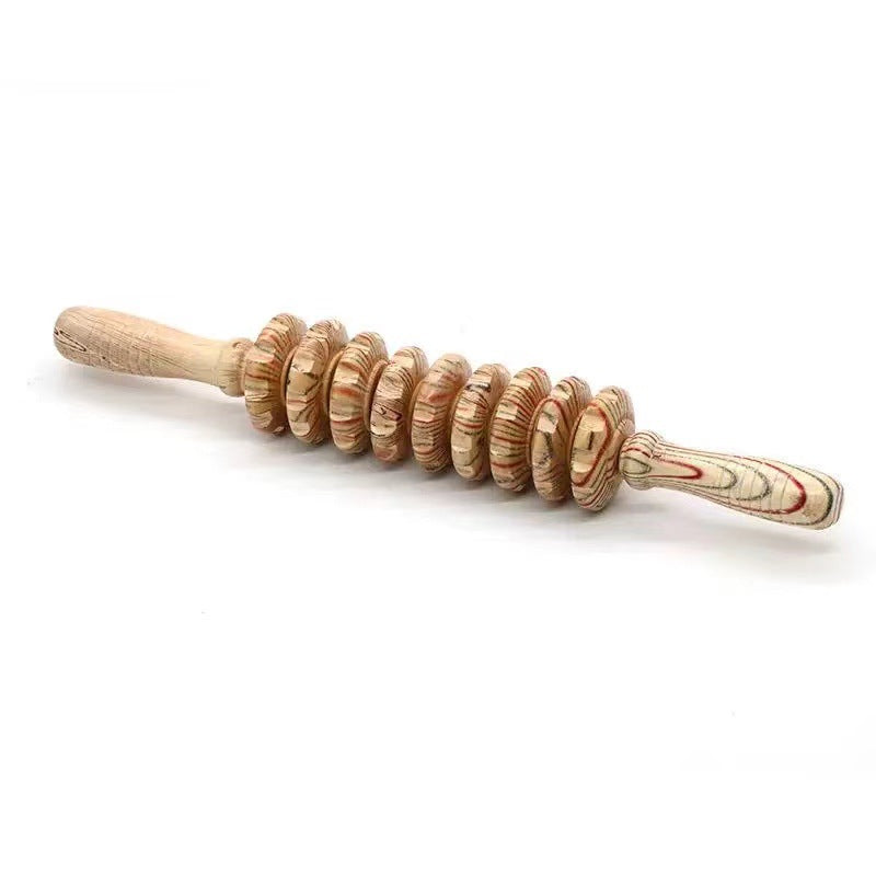 Wooden Nine-Wheel Abdominal Massage Equipment Manual Back Push Home Full Body Multi-Functional Massage Roller Belly Waist - image 3