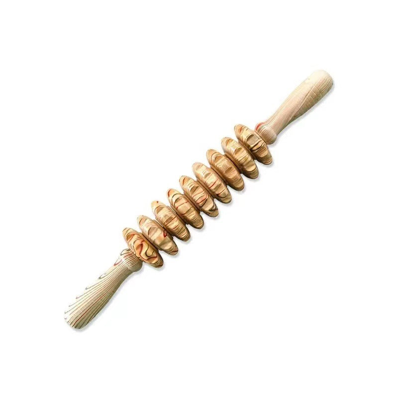 Wooden Nine-Wheel Abdominal Massage Equipment Manual Back Push Home Full Body Multi-Functional Massage Roller Belly Waist - image 4