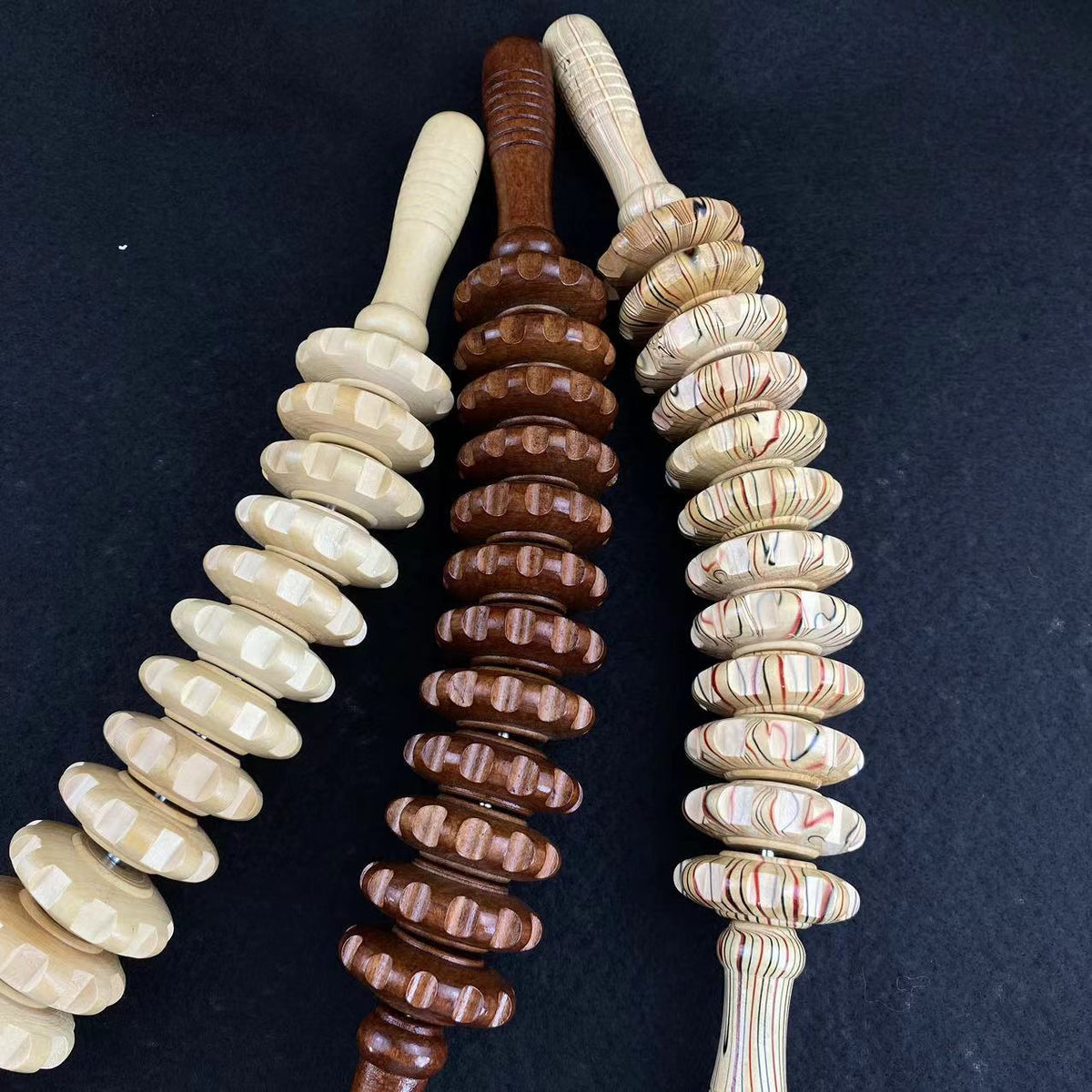 Solid Wood Curved Handle Roller Manual Massager Cervical Back Waist Tendon Rod Tendon Rod General for Whole Body - image 1