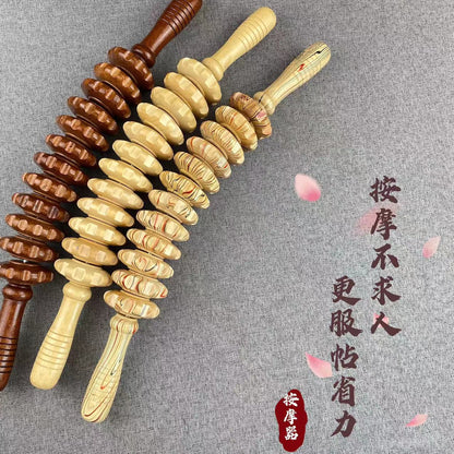 Solid Wood Curved Handle Roller Manual Massager Cervical Back Waist Tendon Rod Tendon Rod General for Whole Body - image 2