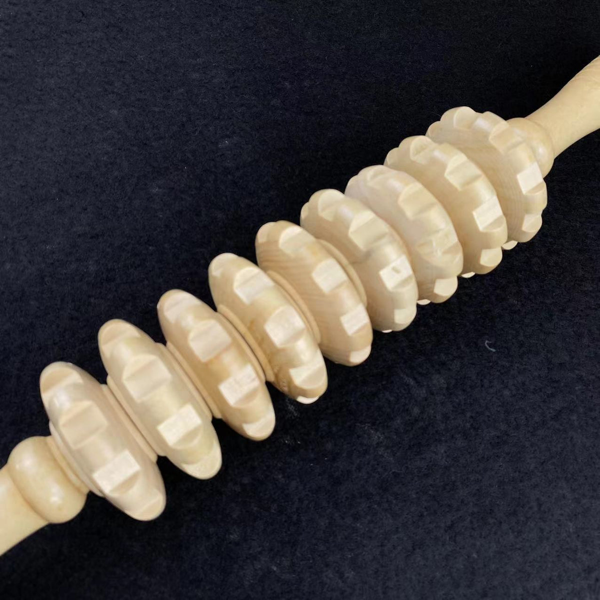 Solid Wood Curved Handle Roller Manual Massager Cervical Back Waist Tendon Rod Tendon Rod General for Whole Body - image 3