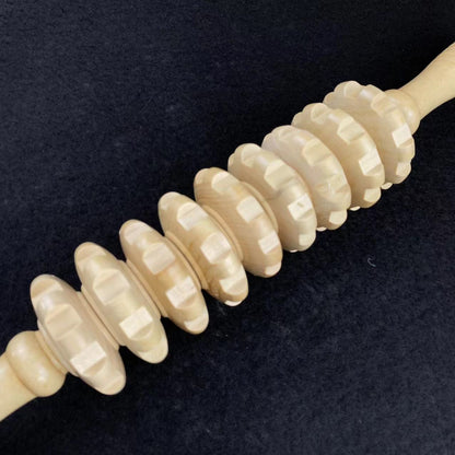 Solid Wood Curved Handle Roller Manual Massager Cervical Back Waist Tendon Rod Tendon Rod General for Whole Body - image 3
