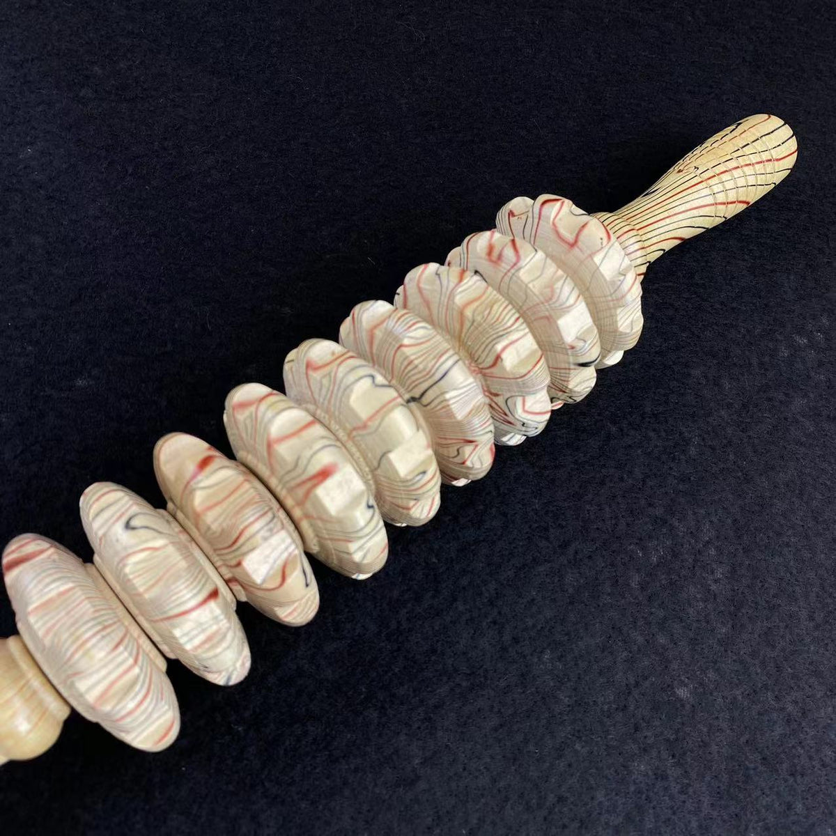 Solid Wood Curved Handle Roller Manual Massager Cervical Back Waist Tendon Rod Tendon Rod General for Whole Body - image 4