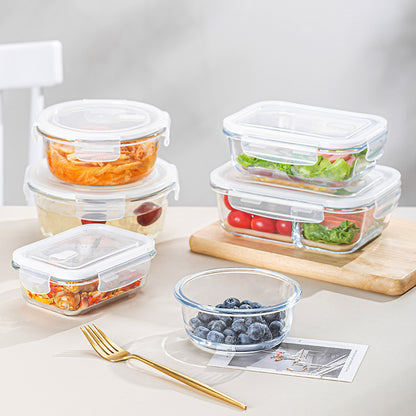 High Borosilicate Microwave Heating Glass Lunch Box Refrigerator Fresh Bowl with Lid Sealed Box Student Bento Box Lunch Box - image 2