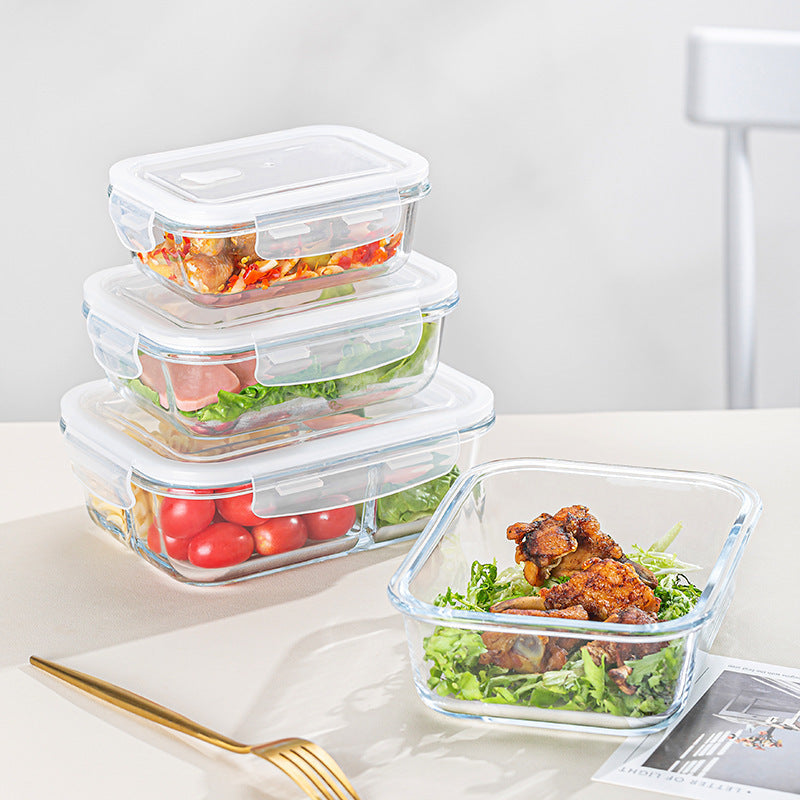 High Borosilicate Microwave Heating Glass Lunch Box Refrigerator Fresh Bowl with Lid Sealed Box Student Bento Box Lunch Box - image 3