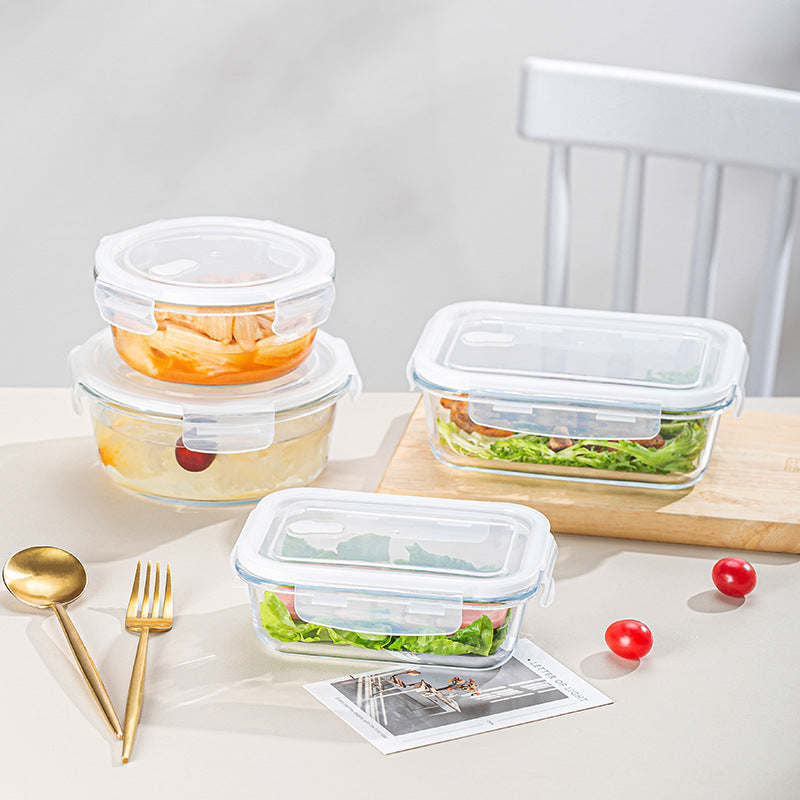 High Borosilicate Microwave Heating Glass Lunch Box Refrigerator Fresh Bowl with Lid Sealed Box Student Bento Box Lunch Box - image 4