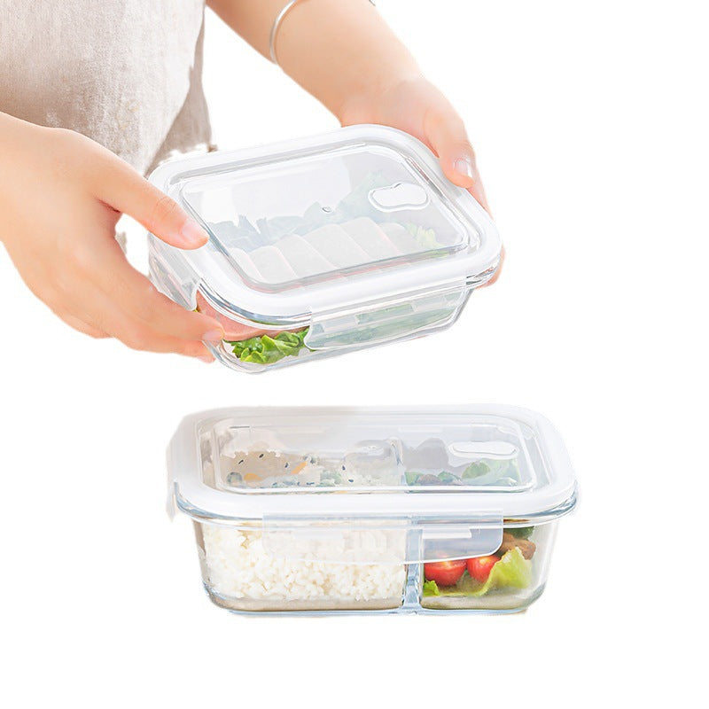 High Borosilicate Microwave Heating Glass Lunch Box Refrigerator Fresh Bowl with Lid Sealed Box Student Bento Box Lunch Box - image 5