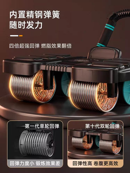 The new six elbow support abdominal wheel automatic rebound abdominal muscle training belly four-wheel abdominal roller men's sports fitness equipment - image 2