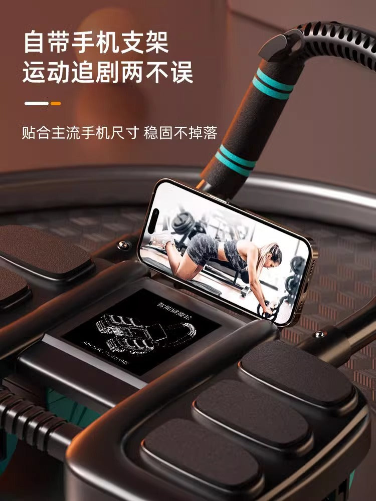 The new six elbow support abdominal wheel automatic rebound abdominal muscle training belly four-wheel abdominal roller men's sports fitness equipment - image 5