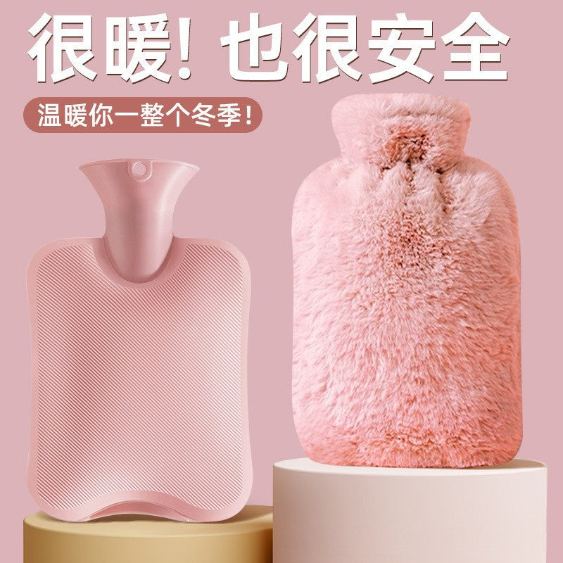 Water-Filled Hot Water Bottle with Imitation Rabbit Fur Cover, Thickened, Explosion-Proof, Warm Hand Compress, Belly Warmer, Hand and Foot Warmer, Factory Wholesale Direct Sales - image 2