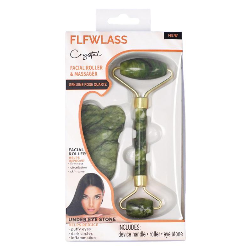 Cross-border Xiuyu Green Phoenix Jade Roller Calf Horn Scraping Board Set Box Jade Roller Scraping Face and Neck Massage - image 5