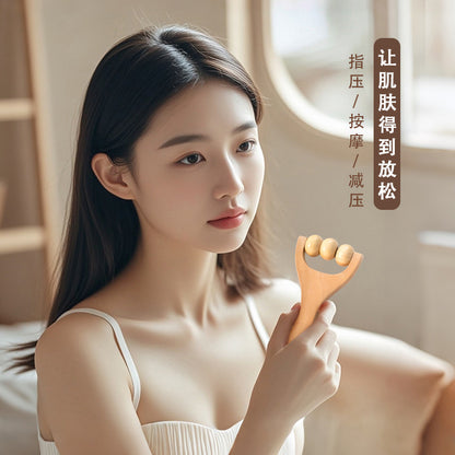 Portable roller massager wooden massager manual ball shoulder cervical spine leg plantar meridian massager - image 1