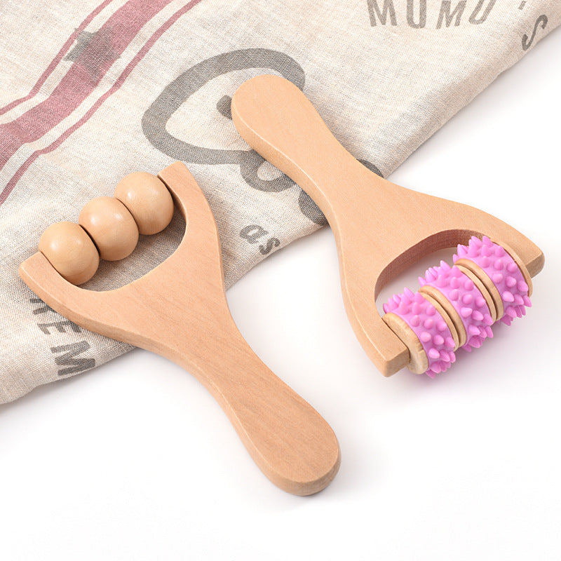 Portable roller massager wooden massager manual ball shoulder cervical spine leg plantar meridian massager - image 4