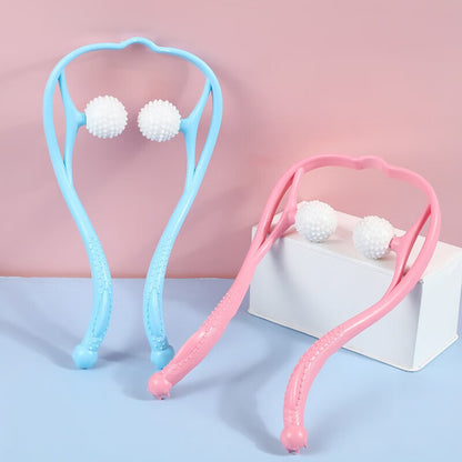 Multifunctional cervical vertebra massager manual portable kneading shoulder and neck dredging appliance roller soothing massage neck clip - image 3
