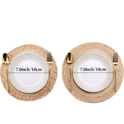 Straw Corn Husk Mat, Gourd Grass Placemat, Heat Insulation Mat, Anti-Scalding Coaster, Japanese-Style Handmade Woven Tableware, Cross-Border Dinner Plate - image 2