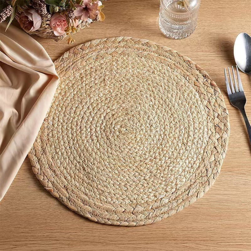 Straw Corn Husk Mat, Gourd Grass Placemat, Heat Insulation Mat, Anti-Scalding Coaster, Japanese-Style Handmade Woven Tableware, Cross-Border Dinner Plate - image 4