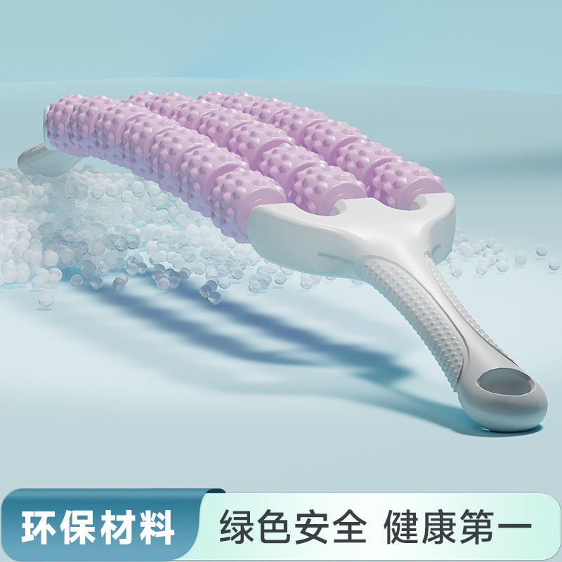 Spike massage stick yoga soothing muscle relaxation roller three rows of all-round can be bent back massage stick - image 3