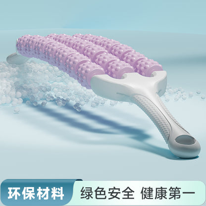 Spike massage stick yoga soothing muscle relaxation roller three rows of all-round can be bent back massage stick - image 3