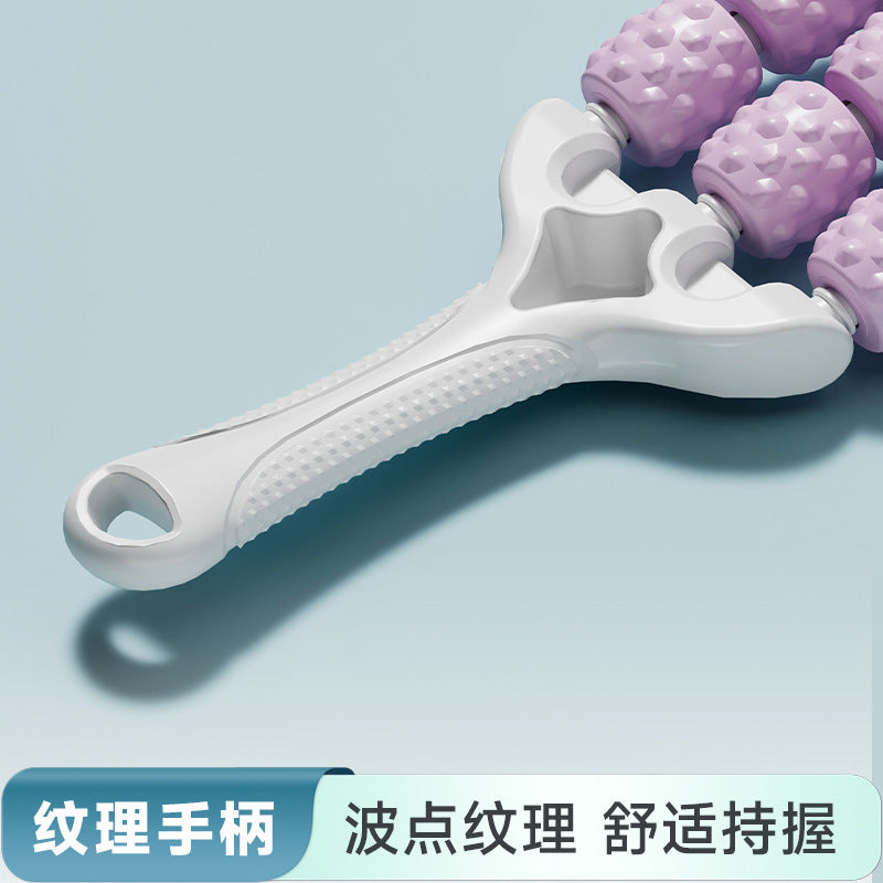Spike massage stick yoga soothing muscle relaxation roller three rows of all-round can be bent back massage stick - image 4