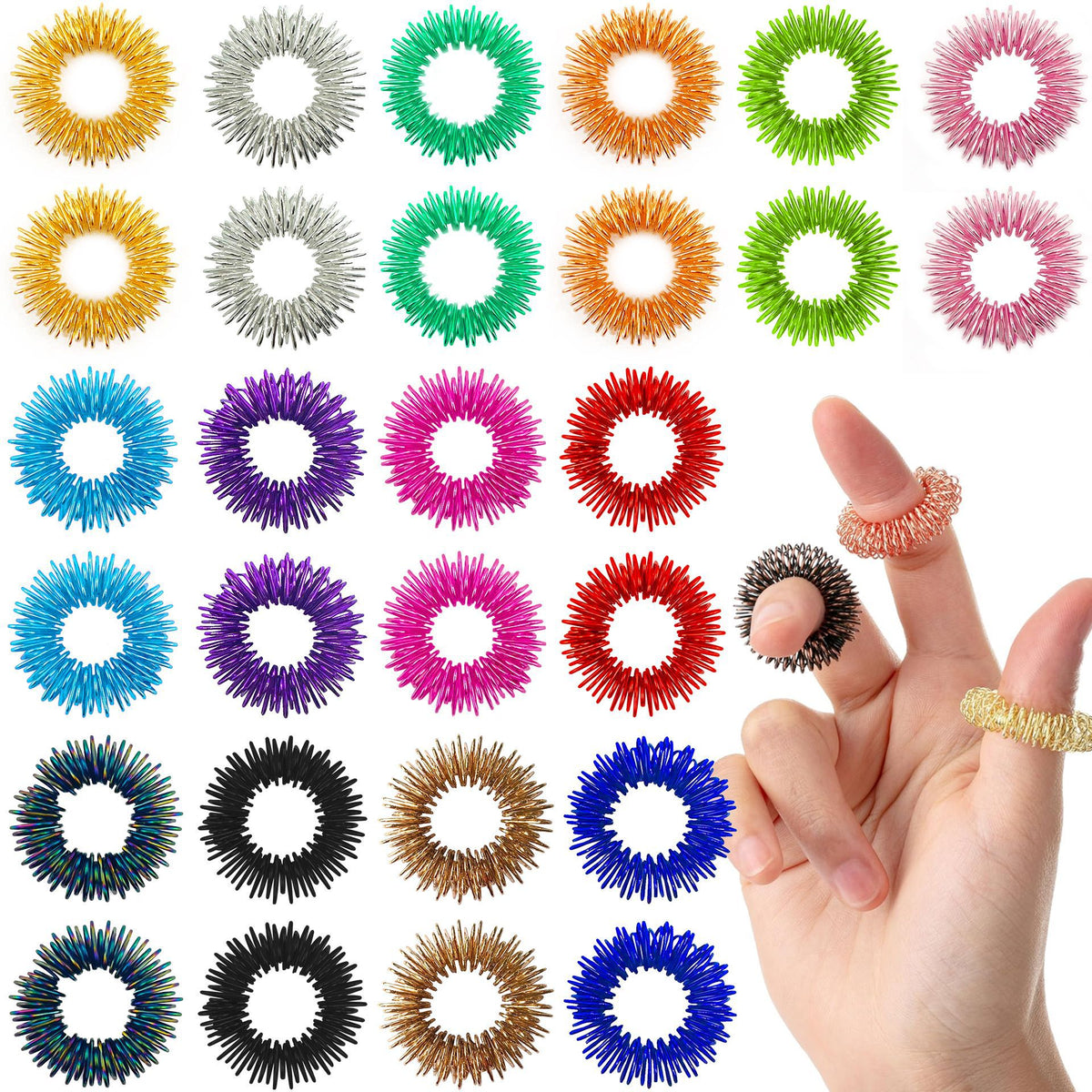 Mini Spring Decompression Finger Massage Ring Finger Massager Mini Spring Decompression Finger Ring Massage Ring - image 1