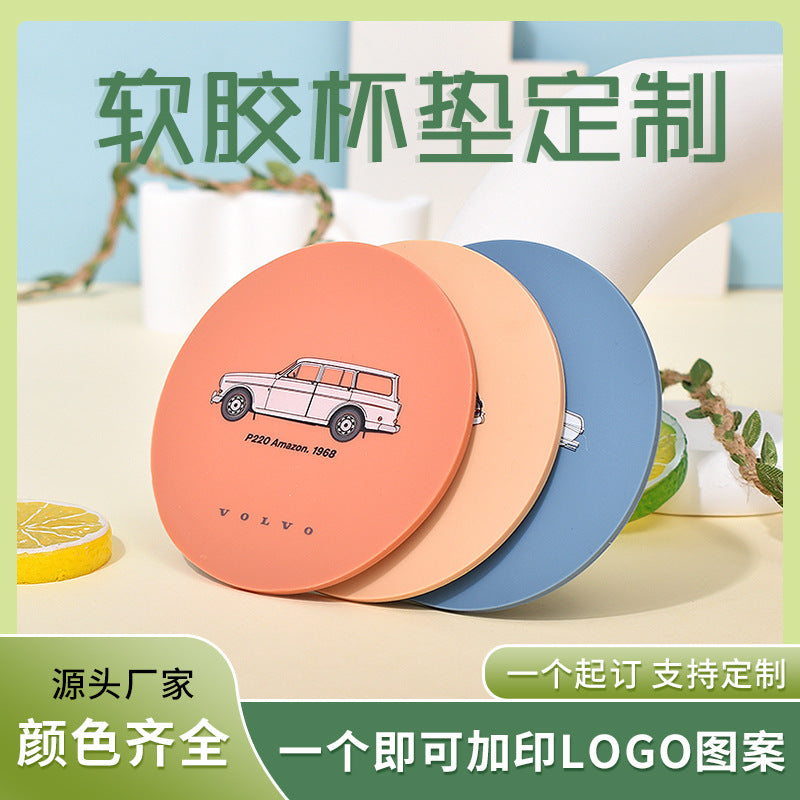 PVC soft rubber coaster custom heat insulation non-slip advertising cartoon anti-scalding silicone placemat custom logo - image 1