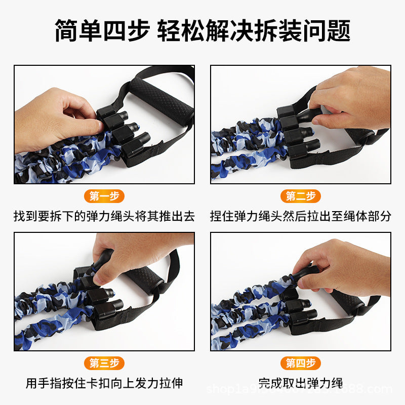 Tension Rope Chest Expansion Tensioner Home Chest Muscle Training Elastic Band Foot Pedal Three-Hole Tension Band Men's Fitness Training Push-Up - image 4