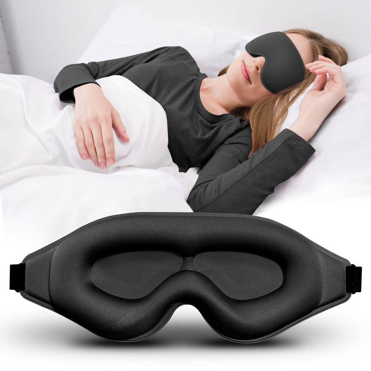 Cross-Border 3D Stereo Blackout Eye Mask, Breathable and Non-Pressing Eye Mask for Sleep, Good Eye Mask for Students and Adults, Lunch Break Eye Mask - image 1
