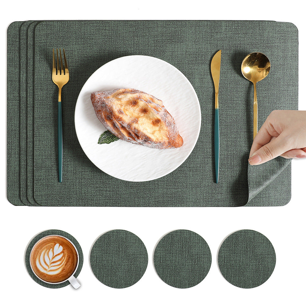 Square Leather Placemat, Dining Table Heat Insulation Mat, High-End Anti-Scalding Plate Mat, Placemat, Ins-Style Coaster, Cross-Border Placemat - image 1