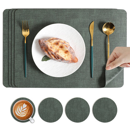 Square Leather Placemat, Dining Table Heat Insulation Mat, High-End Anti-Scalding Plate Mat, Placemat, Ins-Style Coaster, Cross-Border Placemat - image 1