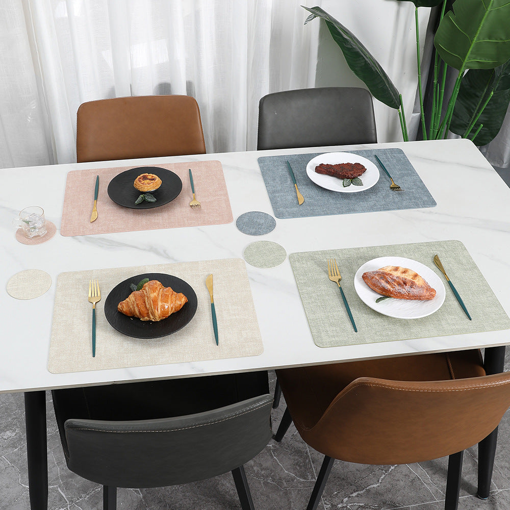 Square Leather Placemat, Dining Table Heat Insulation Mat, High-End Anti-Scalding Plate Mat, Placemat, Ins-Style Coaster, Cross-Border Placemat - image 3