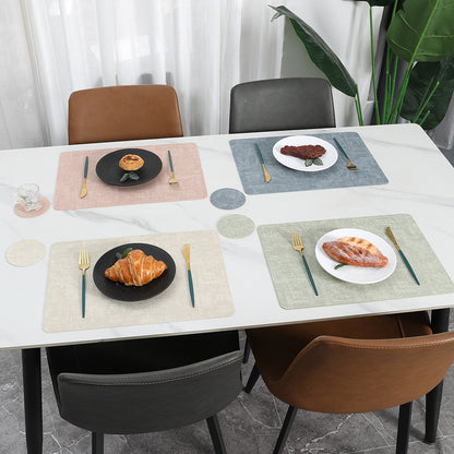 Square Leather Placemat, Dining Table Heat Insulation Mat, High-End Anti-Scalding Plate Mat, Placemat, Ins-Style Coaster, Cross-Border Placemat - image 3