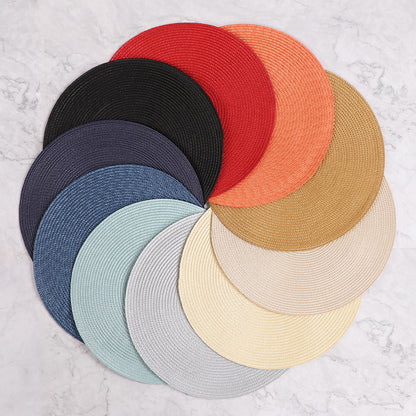 Carefully Selected Hot-Selling Pp Material Solid Color Tableware, Hand-Woven Dining Table Heat Insulation Mat, Table Decoration Protective Mat, Placemat - image 1