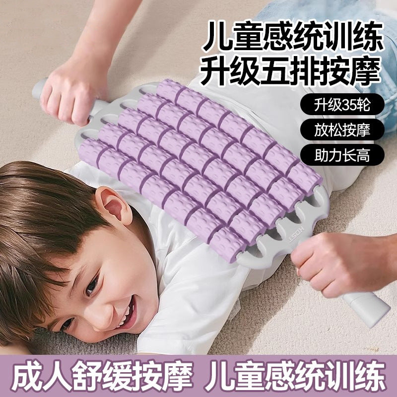 New Massage Stick with Four Rows of Rollers, Bendable Mace, Muscle Relaxation, Sensory Training, Yoga Massage and Fitness - image 1