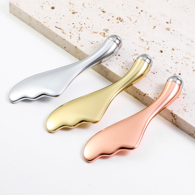 Spot Zinc Alloy Fan-Shaped Eye Cream Massage Stick Double-Headed Scraping Tool Rolling Magnetic Eye Massage Stick Eye Cream Spoon - image 2