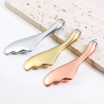 Spot Zinc Alloy Fan-Shaped Eye Cream Massage Stick Double-Headed Scraping Tool Rolling Magnetic Eye Massage Stick Eye Cream Spoon - image 2