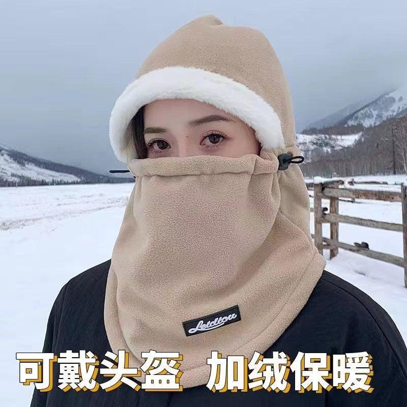 Winter Thickened Fleece Windproof Hat for Men and Women, Cycling Warm Lei Feng Hat, Windproof and Cold-Proof, Integrated Neck Warmer and Headgear - image 1