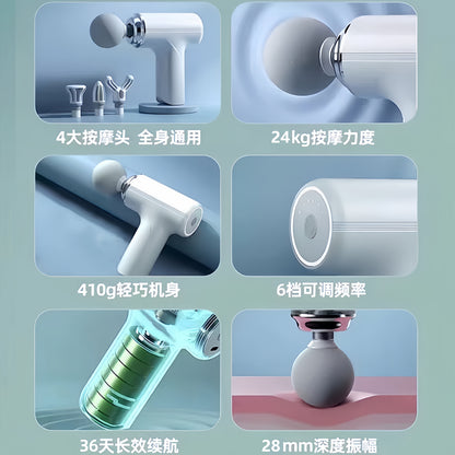 Factory Cross-Border Fascia Gun Multi-Functional Silent Mini Muscle Massager Professional Grade Neck Mask Grab Vibration Massage Gun - image 2