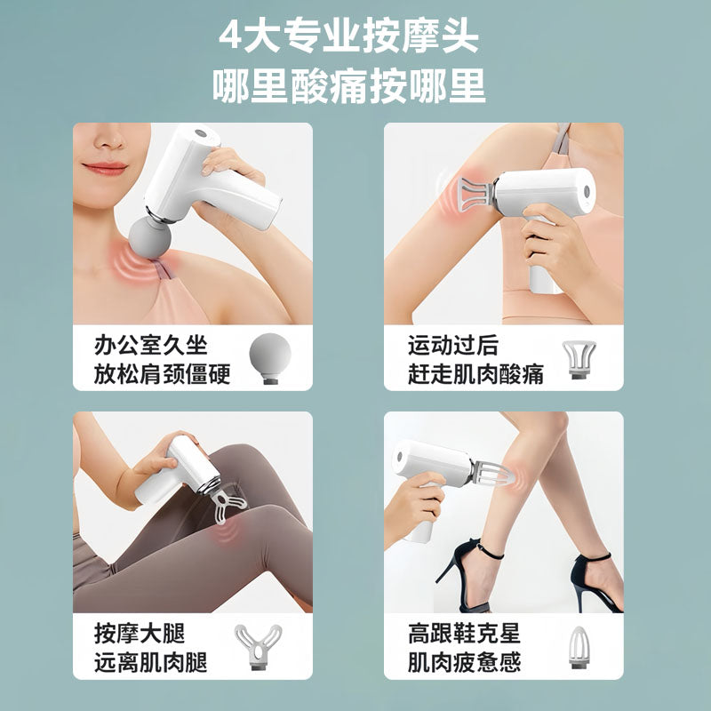 Factory Cross-Border Fascia Gun Multi-Functional Silent Mini Muscle Massager Professional Grade Neck Mask Grab Vibration Massage Gun - image 3