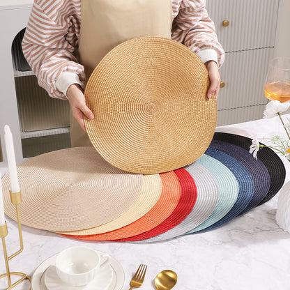 Pp Eco-Friendly Hand-Woven Placemats, Popular in Europe and America, Heat-Insulating Mats, Decorative Mats, Solid Color, Hot-Selling, Multiple Colors Available, Table Mats - image 1