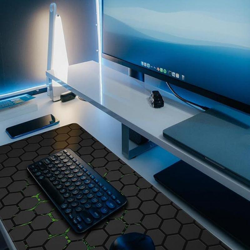 Cross-Border Honeycomb Mouse Pad Mechanical Diagram Stain-Resistant Gaming Computer Keyboard Black Mouse Pad Extra Long Heat Transfer Desk Pad - image 2