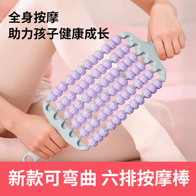Langya Massage Stick Yoga Soothing Muscle Relaxation Roller Six Rows of All-Round Bendable Back Roller - image 3