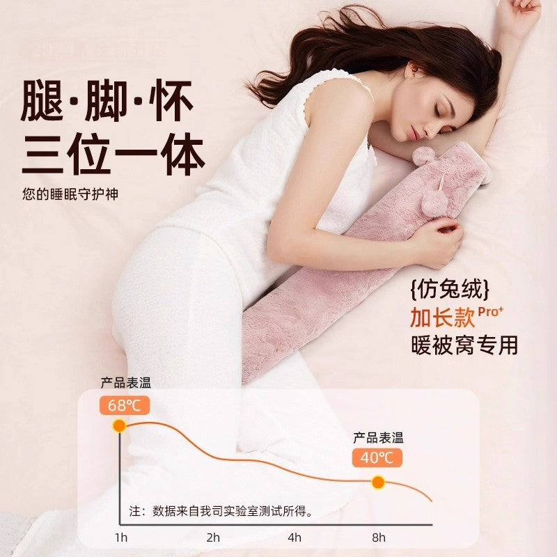Cross-Border Pvc Long Hot Water Bottle Plush Extra-Large Hand Warmer Water Bag Explosion-Proof for Stomach Warming Student Bed Warmer Body Warmer - image 2