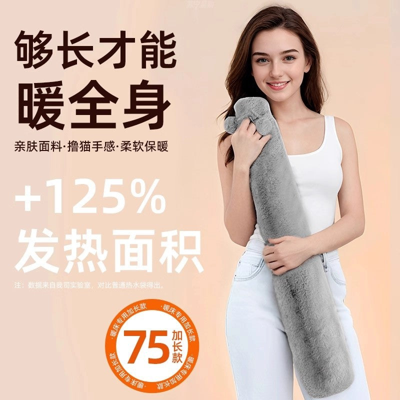 Cross-Border Pvc Long Hot Water Bottle Plush Extra-Large Hand Warmer Water Bag Explosion-Proof for Stomach Warming Student Bed Warmer Body Warmer - image 4