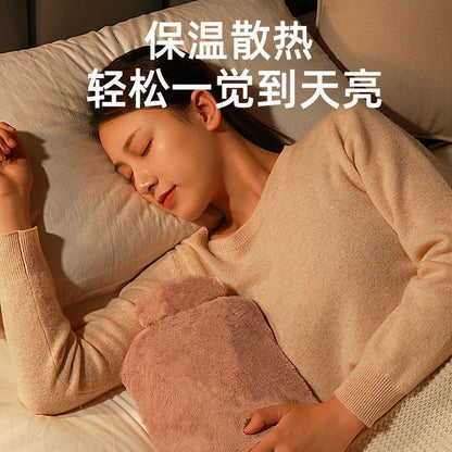 Hot Water Bottle Filled with Water, Thickened Hand Warmer, Hot Compress for Belly, Cute Plush Water-Filled Cloth Cover, Explosion-Proof Student Wholesale - image 3
