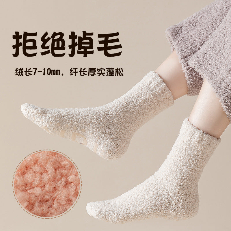 Floor Socks for Adults in Winter, Thickeneded and Warm Coral Velvet Home Floor Heating Socks for Pregnant Women, Postpartum Confinement Plush Sleep Socks - image 4
