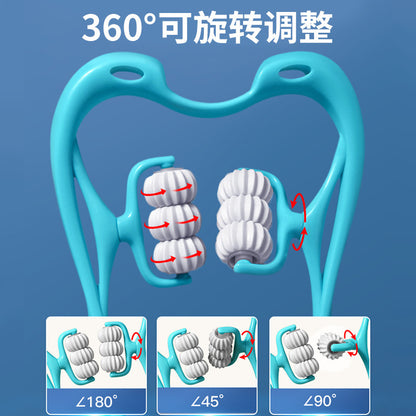 Neck Massager Clip Neck 6-Wheel Neck and Shoulder Relaxation Instrument Handheld Household Roller Massager Six-Wheel Relaxation Clip - image 2