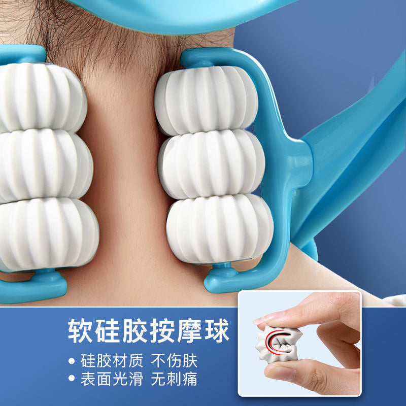 Neck Massager Clip Neck 6-Wheel Neck and Shoulder Relaxation Instrument Handheld Household Roller Massager Six-Wheel Relaxation Clip - image 3