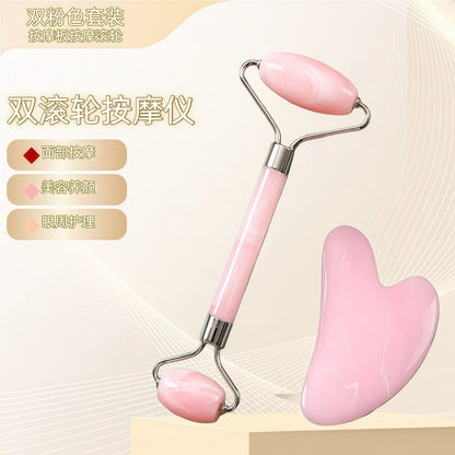 Rose Quartz Non-Jade Facial Roller Massager, Heart-Shaped Special Facial Massage Lifting Stick, Gua Sha Meridian Board - image 2