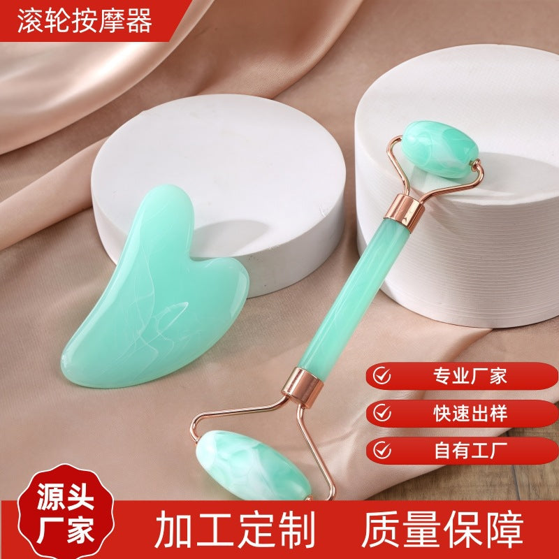 Rose Quartz Non-Jade Facial Roller Massager, Heart-Shaped Special Facial Massage Lifting Stick, Gua Sha Meridian Board - image 3